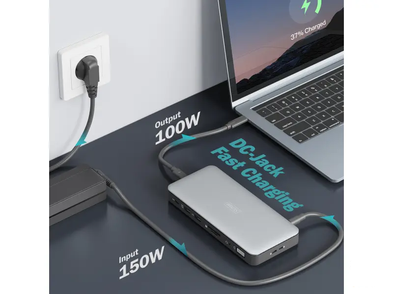 Digitus Dock 11-Port, 2x HDMI, DP, 2x USB-A, USB Type-C, RJ45, DC, Audio