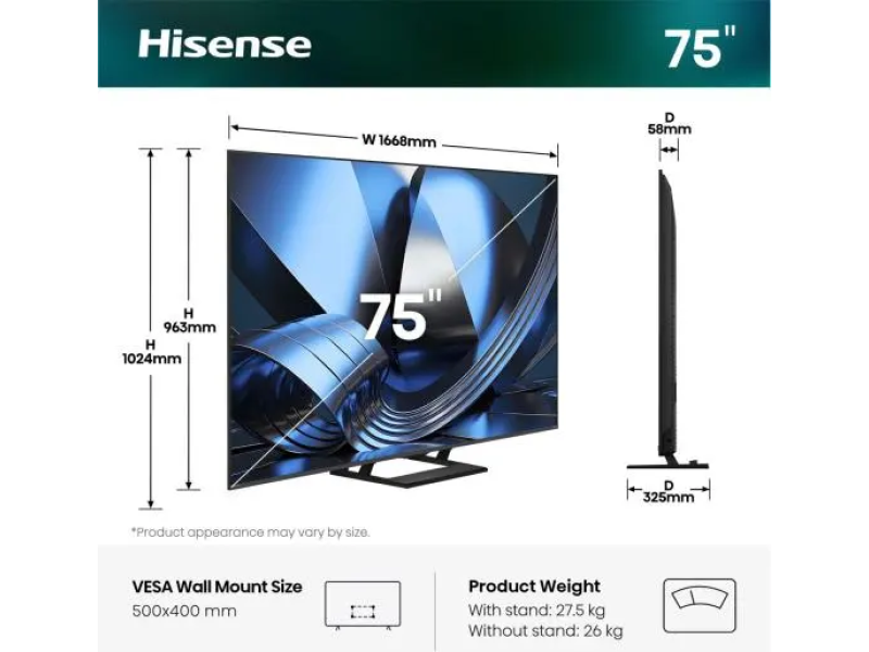 HISENSE 75 inča 75U7SE ULED Mini-LED 4K UHD Smart TV