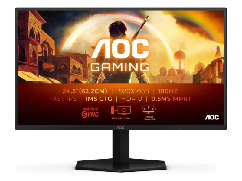 AOC IPS Gaming Monitor 25G42E, 24.5", Full HD, 180Hz, 0.5 ms, 1000:1, 300 cd/m2, HDR 10, HDMI/DP