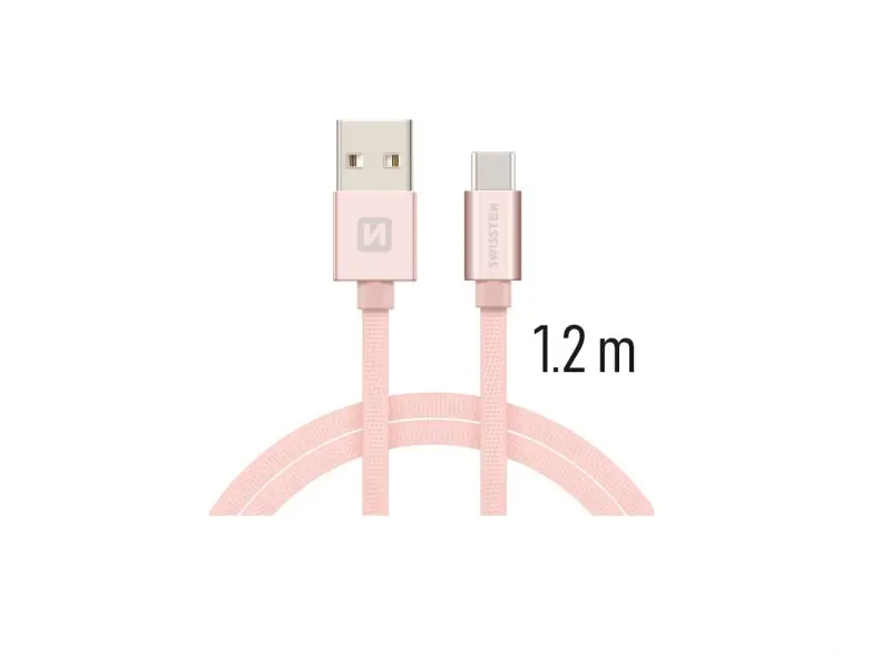 Swissten Data kabl Textile USB / USB-C 1.2m Rose/Gold