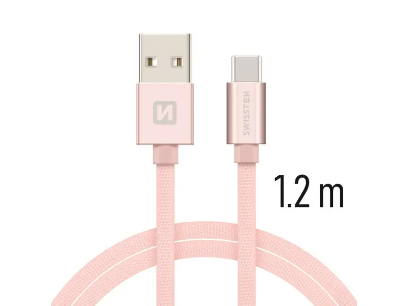 Swissten Data kabl Textile USB / USB-C 1.2m Rose/Gold