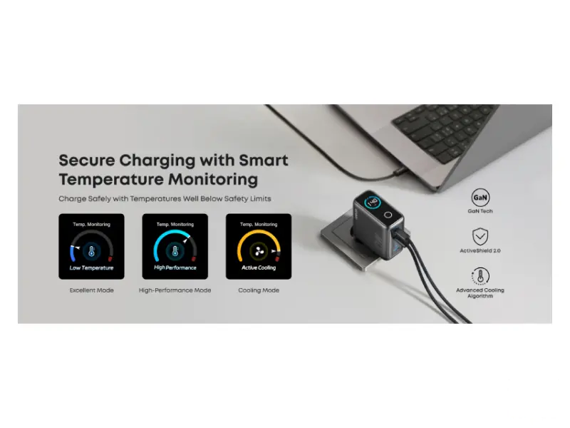 ANKER 140W zidni punjač 4-porta (3x USB-C, 1x USB-A) sa USB-C M/M pletenim kablom, tamno sivi 