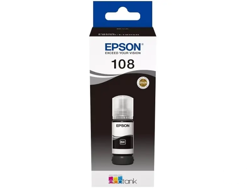 EPSON C13T09C14A EcoTank Ink Bottle Br.108, Black, (70ml), 7200 str. (2100 colour photos 10x15cm) - za EcoTank L8050, L18050