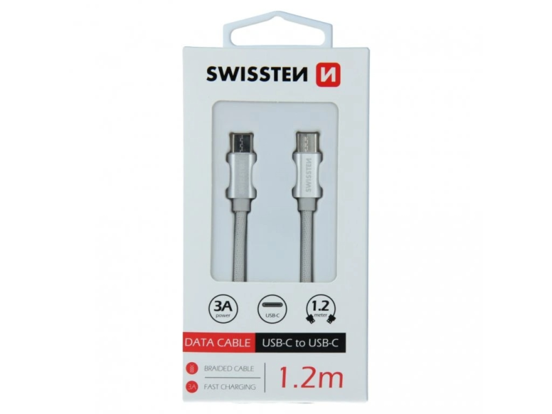 Swissten DATA CABLE TEXTILE USB-C / USB-C 1.2 M GREY