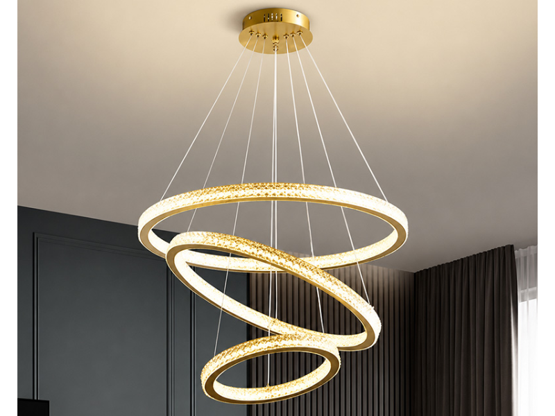 MARLUX PL012-3-S LED 3-Ring Crystal viseći luster zlatni