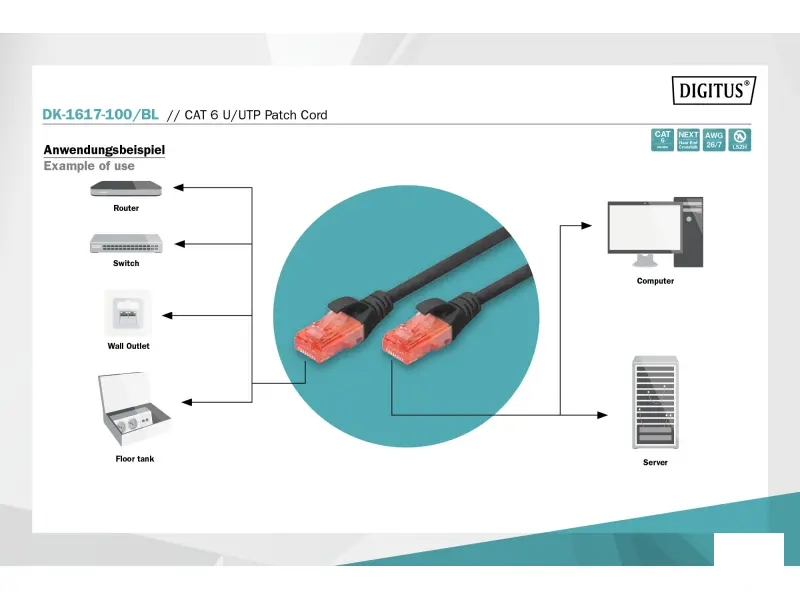 Digitus Kabl UTP patch CAT6 10m crni