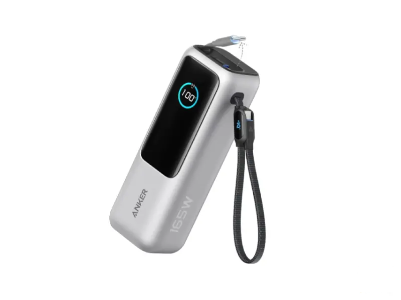 ANKER 25000mAh, 165W, sa ugrađenim USB-C kablom na izvlačenje, Power Bank za laptop srebrni 