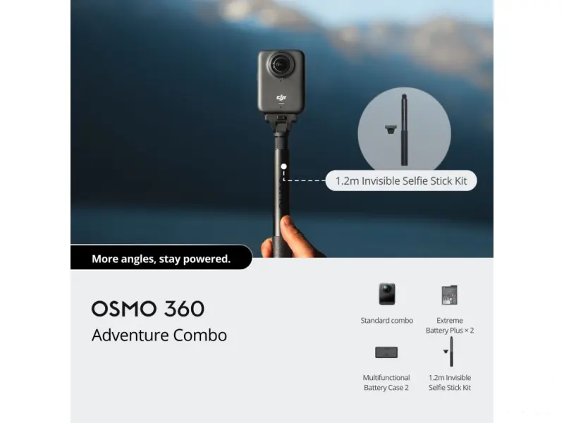 DJI Osmo 360 Adventure Combo - 1" 360 Imaging, 8K/30fps, 120MP 360 Photo, 105GB