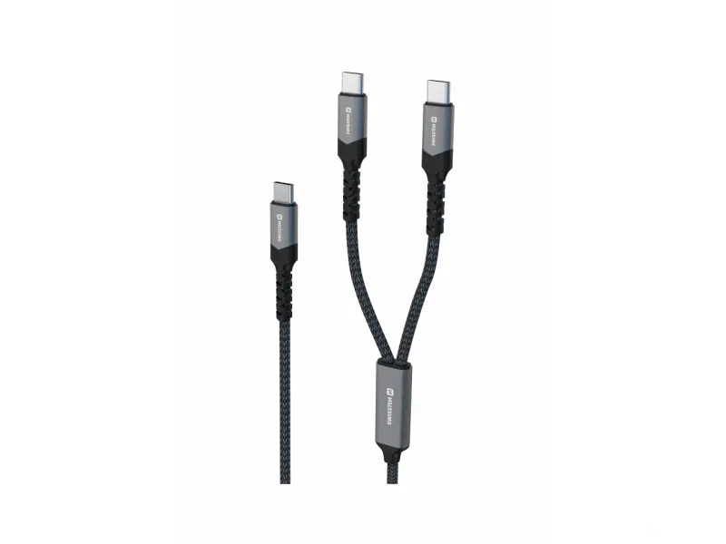 Swissten Kabl 2in1 100W USB-C/ 2x USB-C 1.5m Black
