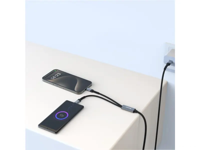 Swissten Kabl 2in1 100W USB-C/ 2x USB-C 1.5m Black