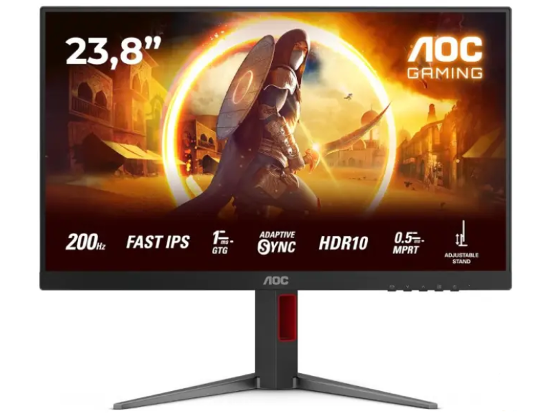 AOC Gaming IPS Monitor 24G4HA, 23.8", Full HD, 200Hz, 0.5 ms, 1000:1, HDMI*2/DP, HAS/PIVOT, 2W x 2