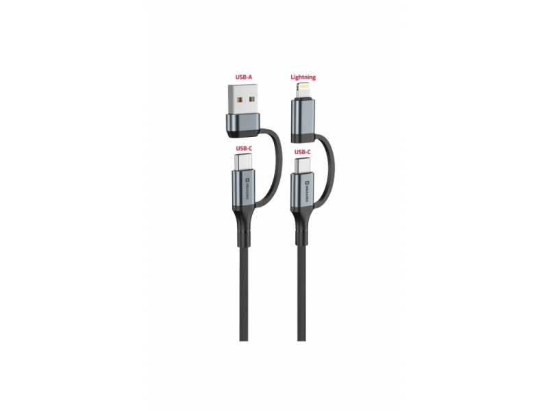 Swissten TEXTILE DATA CABLE 4in1 3A 1,5 M BLACK