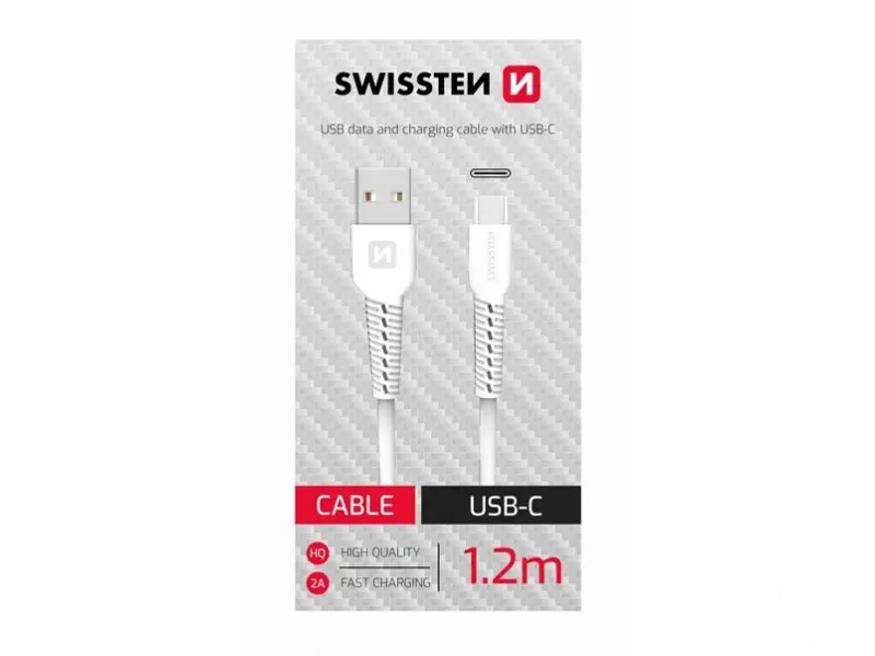 Swissten Data kabl USB / USB-C 1.2m bijeli