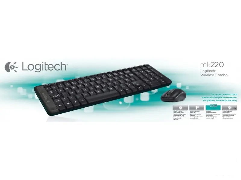 Logitech Bežični set MK220 tastatura+miš Black, US