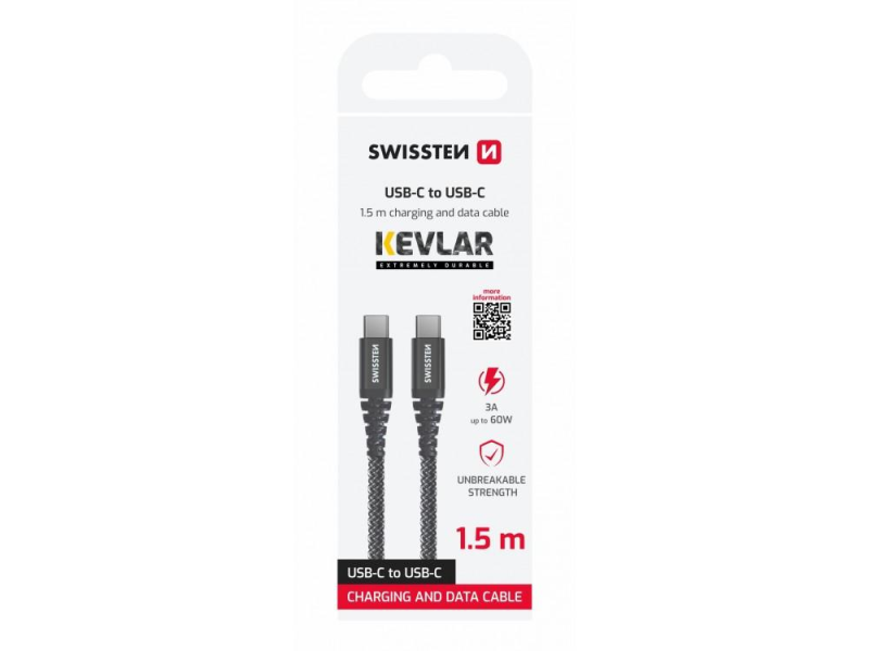 Swissten DATA CABLE KEVLAR USB-C / USB-C 1.5 M WHITE