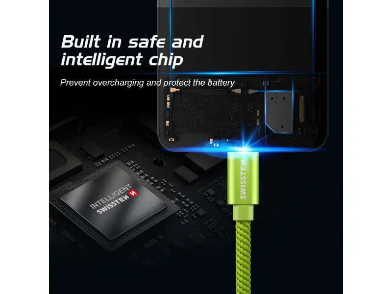 Swissten Data kabl Textile USB / USB-C 1.2m Green