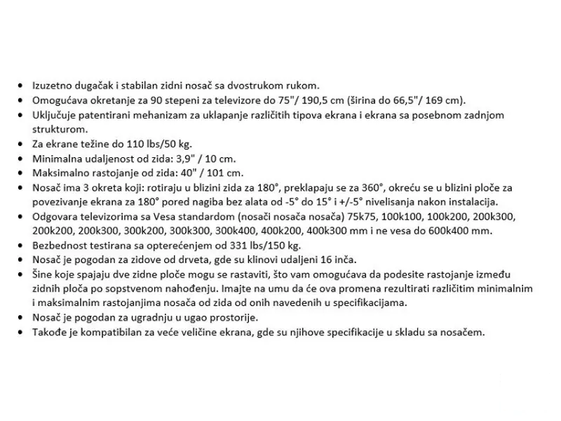 BARKAN BM464XL LCD TV zglobni zidni nosač od 13 do 86 inča 