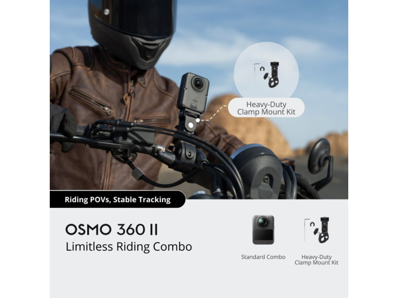 DJI Osmo 360 II Limitless Riding Combo, Native 8K/60fps, 1 360 imaging, 