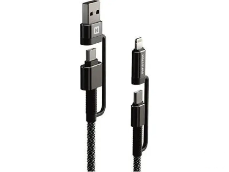 Swissten DATA CABLE KEVLAR 4in1 3A 1,5 M ANTRACIT