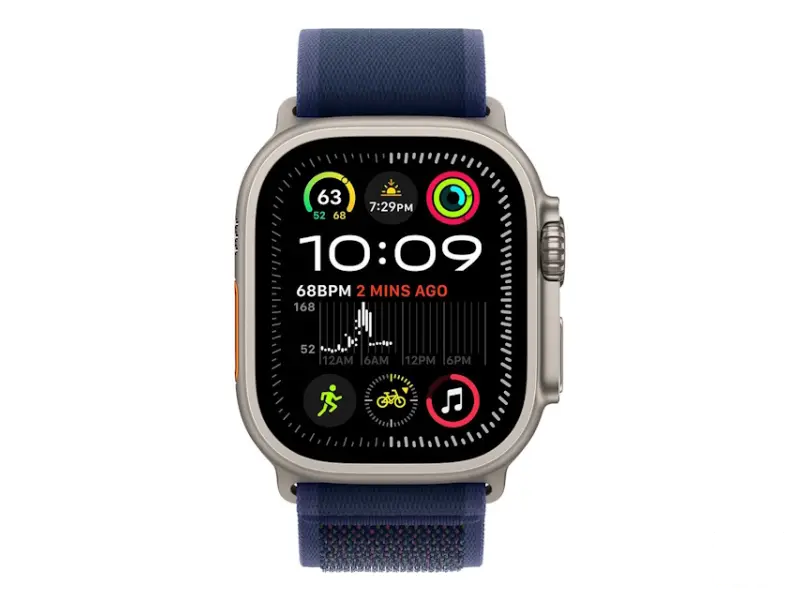 APPLE Watch Ultra2 v2 Cellular 49mm Natural Titanium Case with Blue Trail Loop - M/L (mx4l3se/a) 