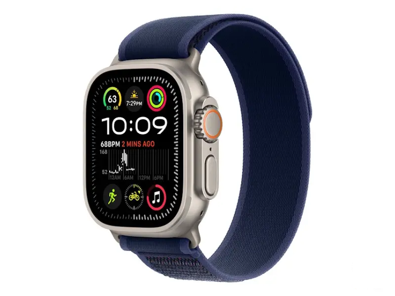 APPLE Watch Ultra2 v2 Cellular 49mm Natural Titanium Case with Blue Trail Loop - M/L (mx4l3se/a) 