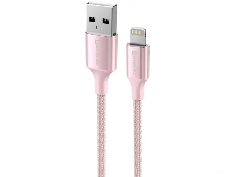 Swissten Data cable textile II USB/Lightning 1.5m Pink