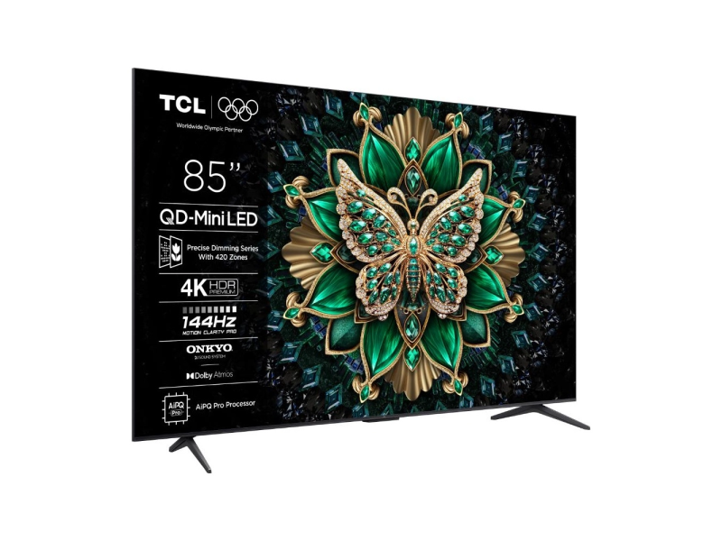 TCL 85C6K mini LED TV 85" ultra HD, Google TV smart, 512 Local Dimming Zones, 144Hz, Onkyo 2.1