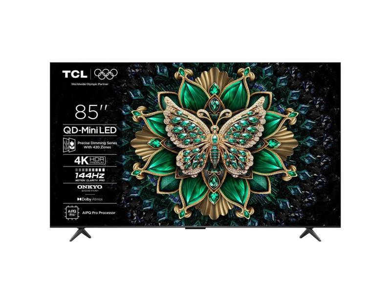 TCL 85C6K mini LED TV 85" ultra HD, Google TV smart, 512 Local Dimming Zones, 144Hz, Onkyo 2.1