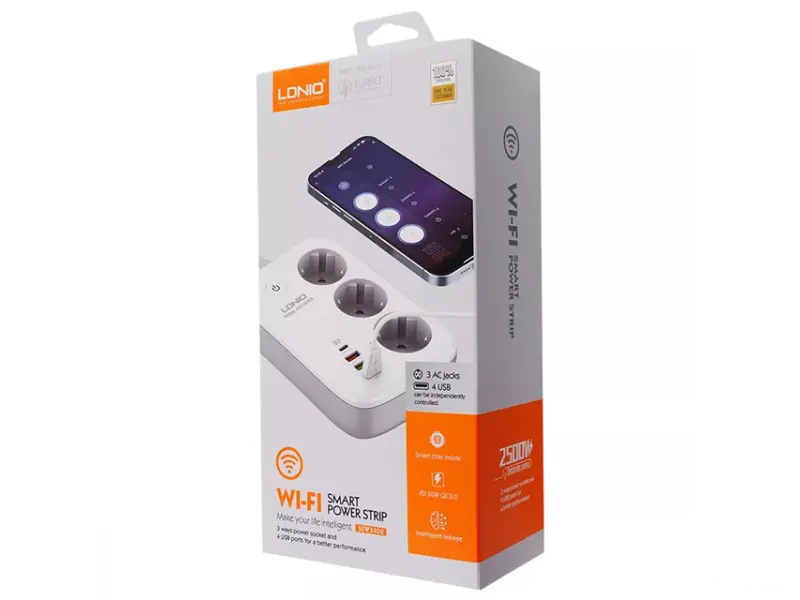 LDNIO SEW3452 Kabl naponski produžni 3 x šuko + 3 x USB + 1 x Tip C 2m beli 