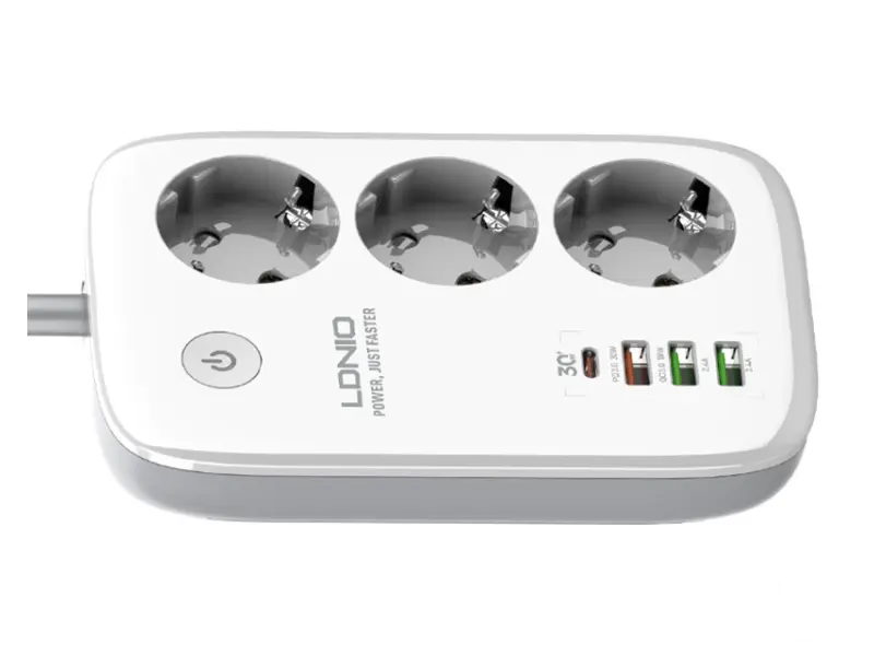 LDNIO SEW3452 Kabl naponski produžni 3 x šuko + 3 x USB + 1 x Tip C 2m beli 