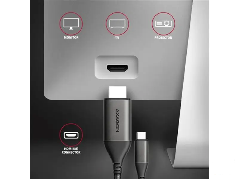 AXAGON USB-C -> HDMI 2.0 cable 1.8m 4K/60Hz