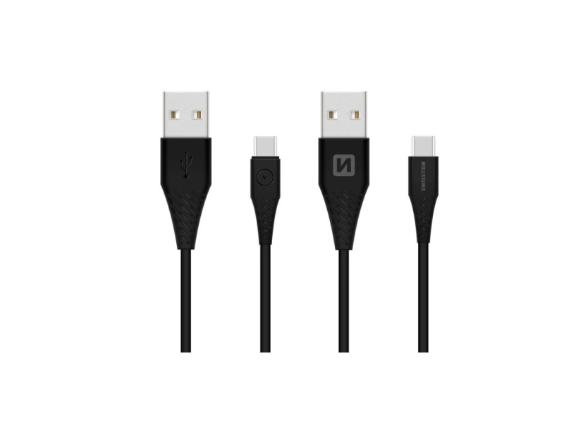 Swissten DATA CABLE USB / USB-C BLACK 1.5M (9mm)