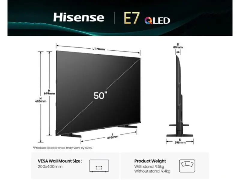 HISENSE 50 inča 50E7Q QLED 4K UHD Smart TV 