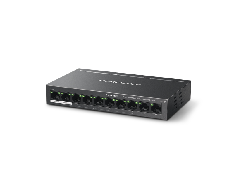 MERCUSYS MS110P(UN) 0-Port 10/100Mbps Desktop Switch with 8-Port PoE+