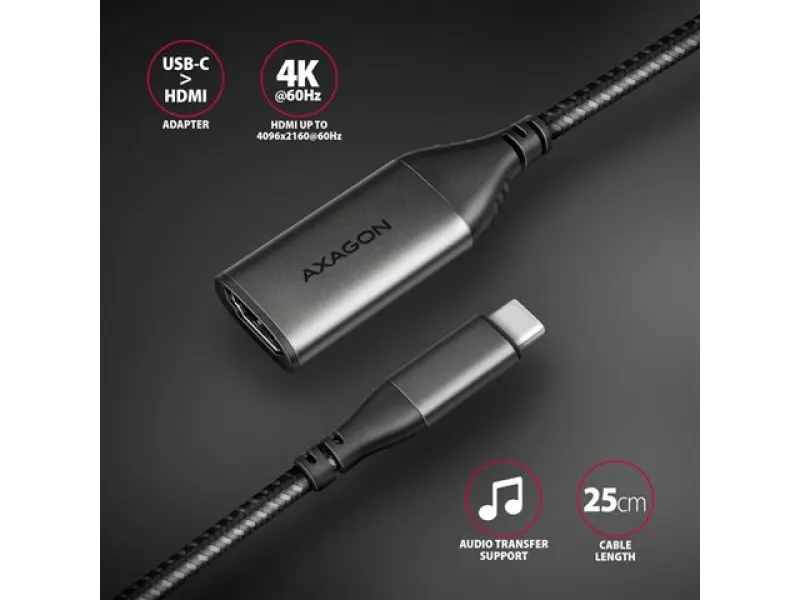 AXAGON USB-C -> HDMI 2.0 cable 1.8m 4K/60Hz