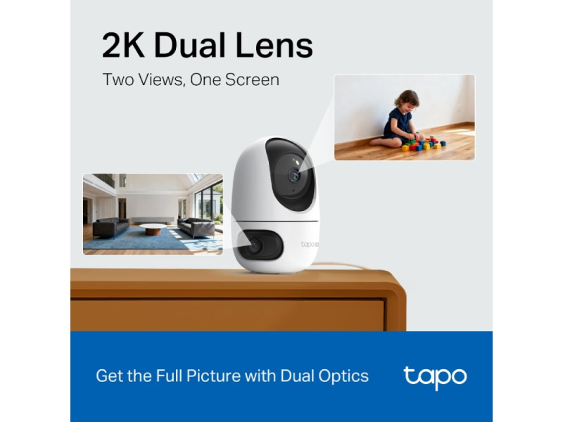 TP-LINK TAPO C245D 2K Dual Lens Pan/Tilt Security Camera, Smart Dual AI Detection