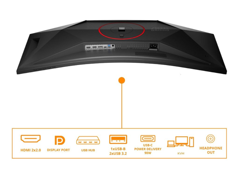 AOC Gaming Curved Monitor CU34G4CA, 34", WQHD 3440x1440, 180Hz, 1 ms, 2500:1, HDMI*2/DP*1, 5 W x 2