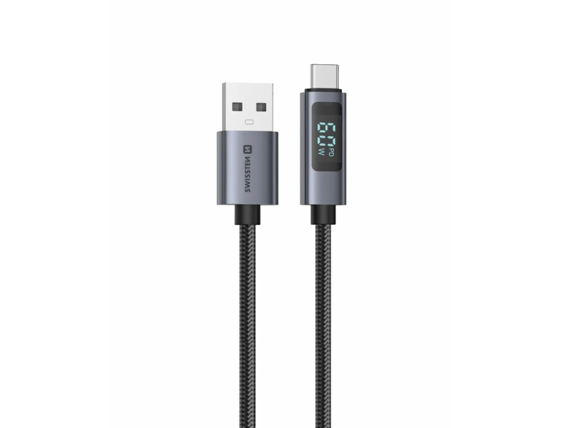 Swissten LCD CABLE USB-A / USB-C 1 M