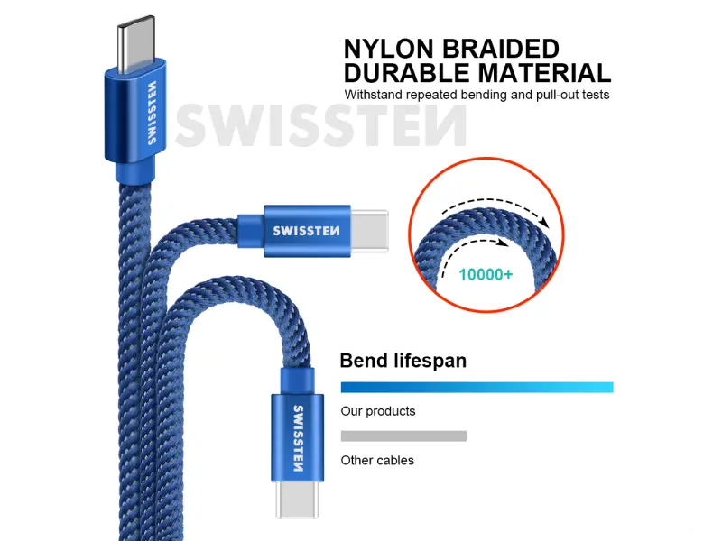 Swissten Data kabl Textile USB / USB-C 2m Blue