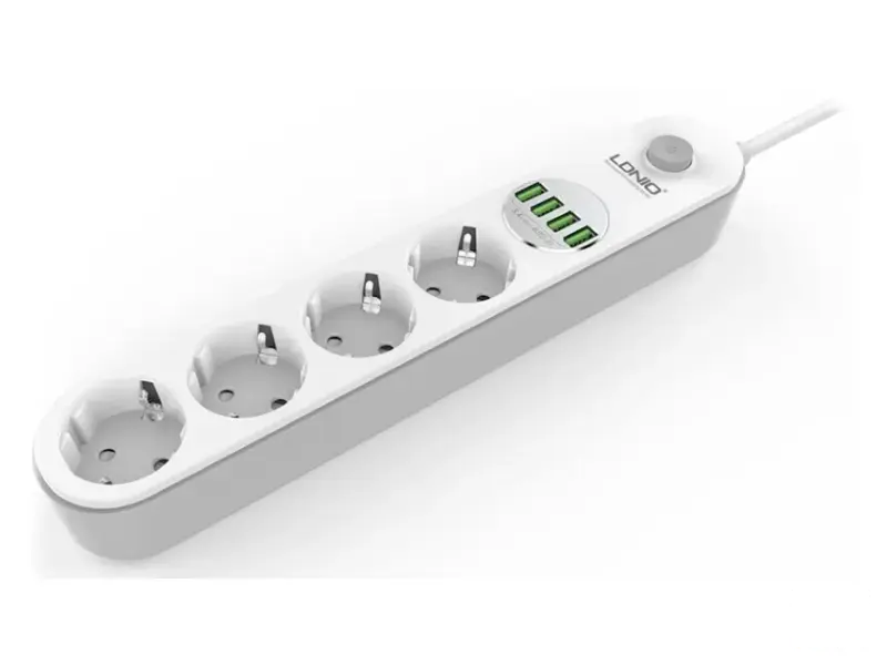 LDNIO Kabl naponski produžni 4 x šuko + 4 x USB 2m beli SE4432 
