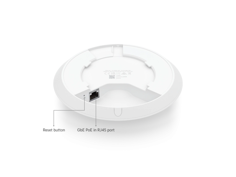 Ubiquiti UniFi U6+ Compact WiFi6 Access Point with 300+ client capacity, PoE, 9W, GbE RJ45 port