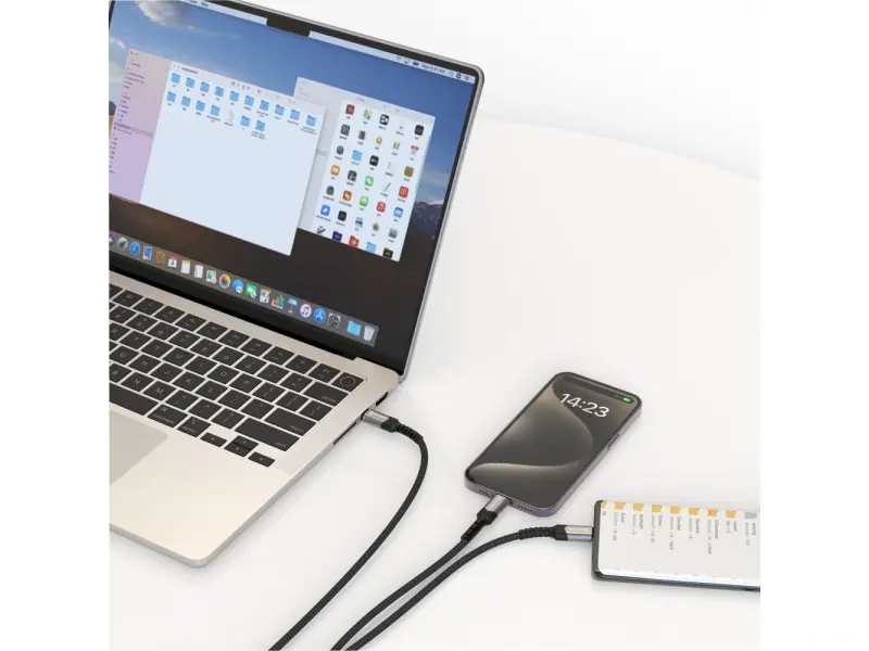 Swissten Kabl 2in1 100W USB-C/ USB-C + Lightning 1.5m Black