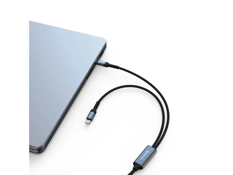 Swissten Kabl 2in1 100W USB-C/ USB-C + Lightning 1.5m Black