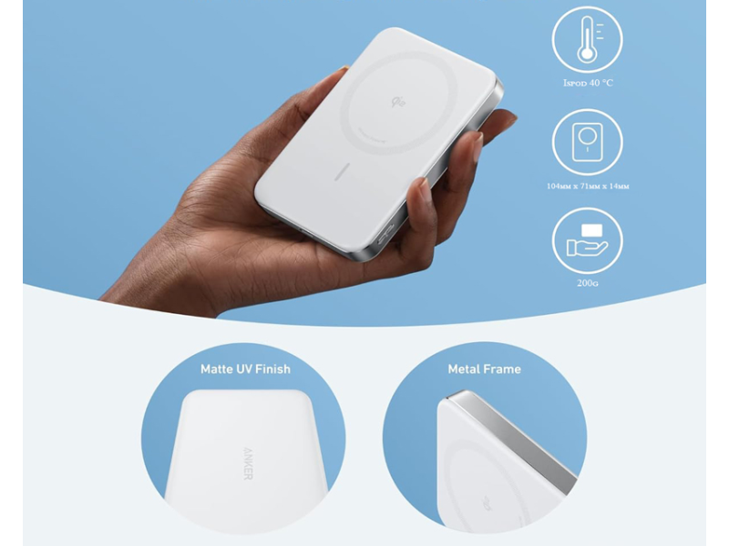 ANKER MagGo 10000mAh 15W magnetno bežični power bank beli