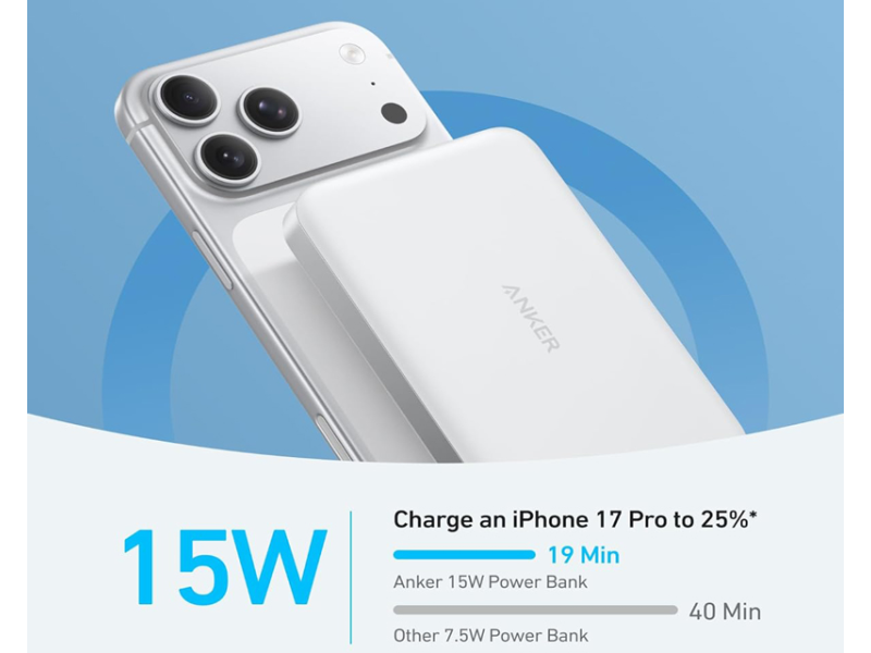 ANKER MagGo 10000mAh 15W magnetno bežični power bank beli
