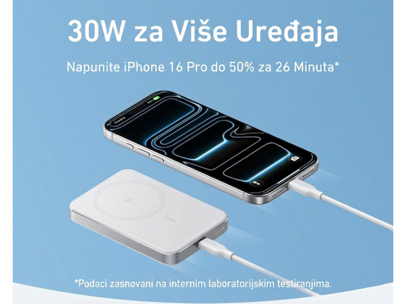 ANKER MagGo 10000mAh 15W magnetno bežični power bank beli
