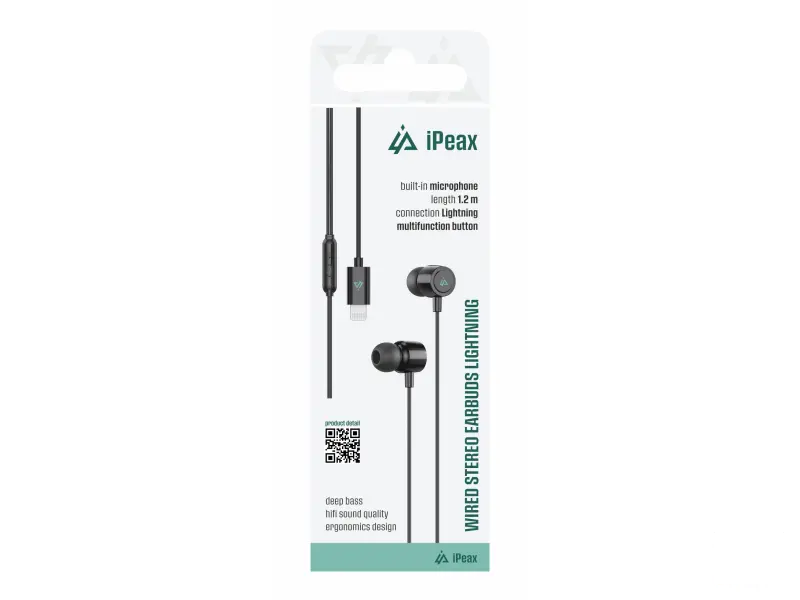 iPEAX Slušalice Wired Lightning Black