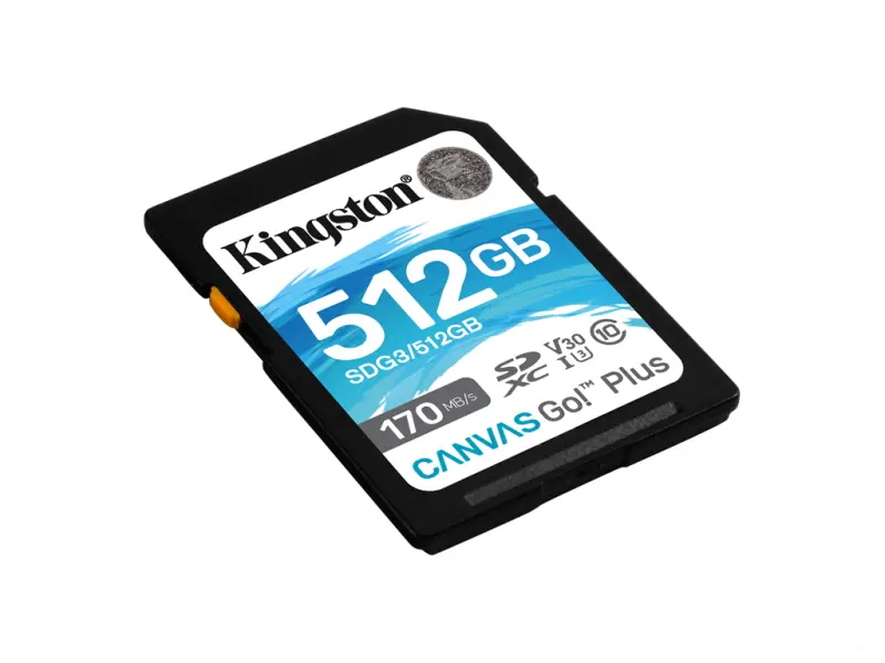 KINGSTON Canvas Go! Plus 512GB SDXC Memory Card, 170/90MB/s Read/Write, U3, V30