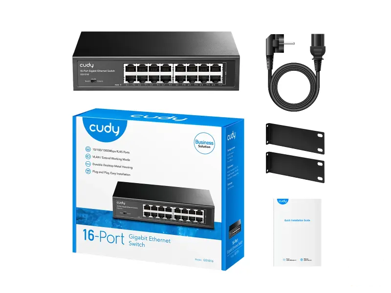 CUDY Switch GS1016 16-Port Gigabit Metal Rackmount