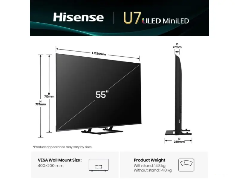 HISENSE 55 inča 55U7Q ULED Mini-LED 4K UHD Smart TV 